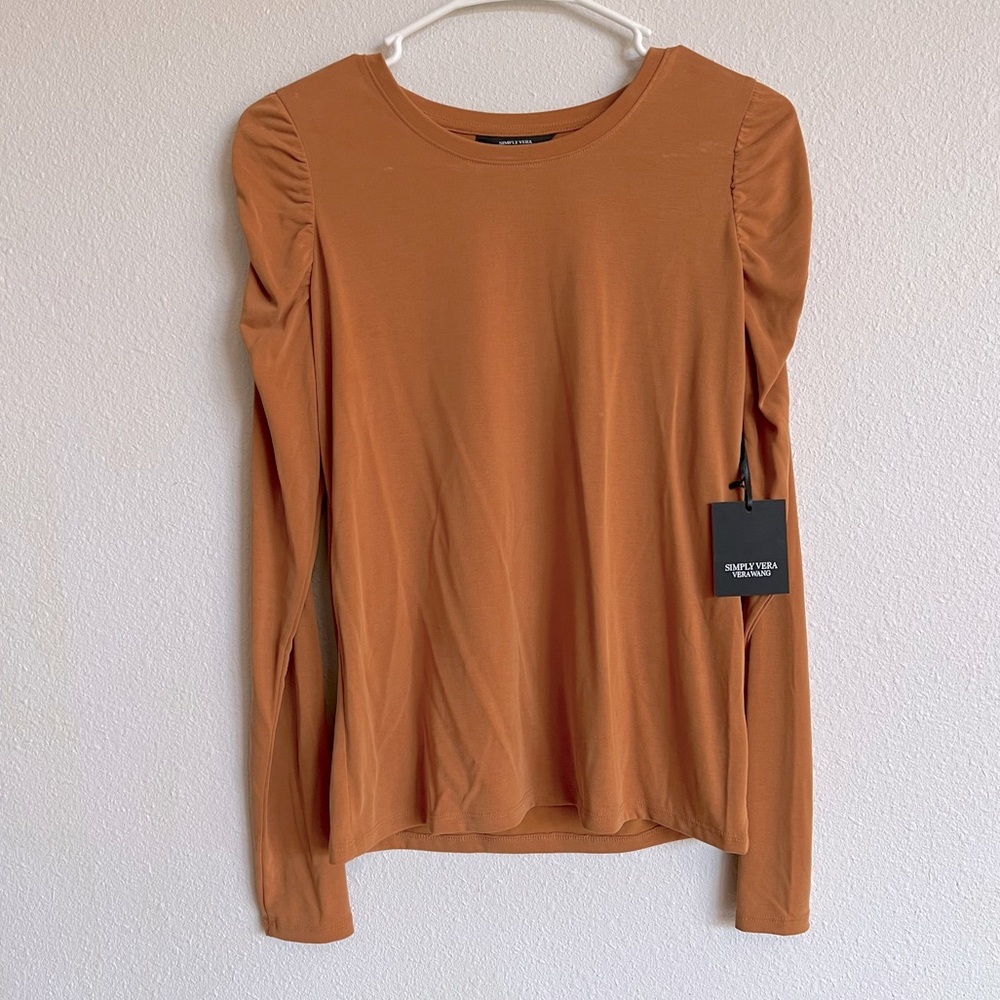 NWOT Simply Vera Wang Burnt Orange Long Sleeve Top